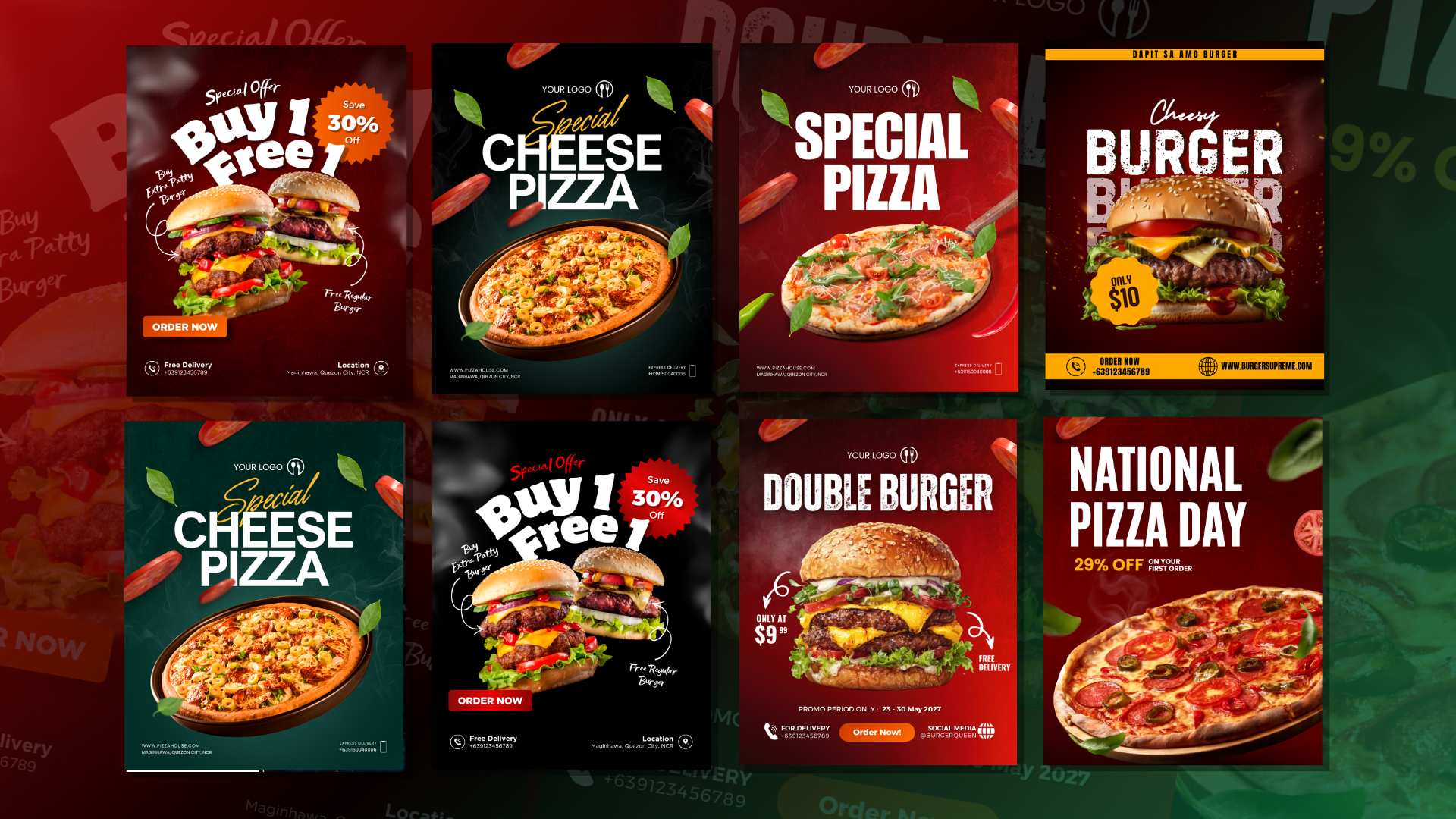 Restaurant and food social media graphic examples
